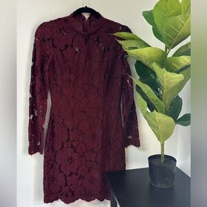 Betsy Johnson Lace Cocktail Dress, Maroon/Burgandy, Size 4